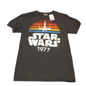 Star Wars Gray Tee with Retro Rainbow Design